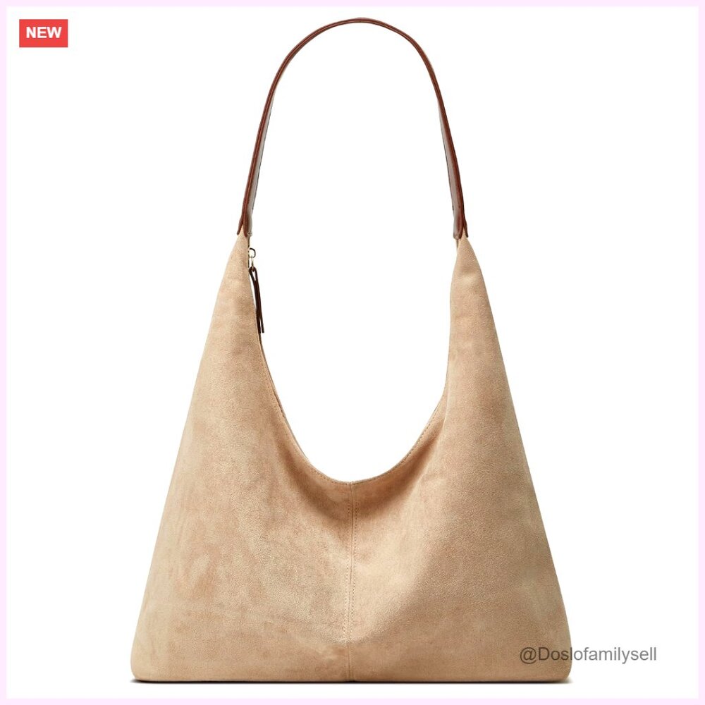 Suede Crescent Shoulder Bag Tote Satchel Crossbody Purse Top Handle Travel Work